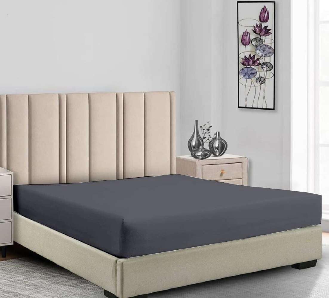 Microfiber Twin XL Zipper Fitted Sheet, 8 Inch Deep Pocket Mattress Cover for RV and Home, Soft Lightweight Wrinkle-Free, Solid Dark Grey