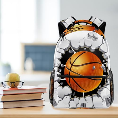 Sac à dos d'école multicolore fille garçon motif basket-ball - 5