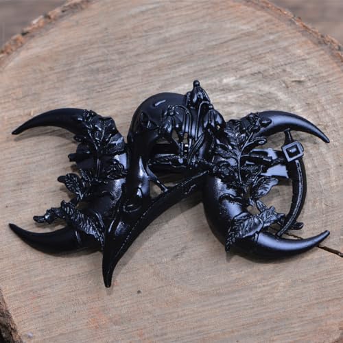 Langhong 2Pcs Retro Viking Hairpin For Women Black Moon Skull Raven Hair Pin Hair Styling Pins thumb #4