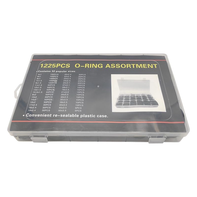 Generic 1225Pcs Nitrile Rubber O Ring Kit O Rings Assortment Kit Set Sealing Washer NBR O-Ring Assortment O Ring Rubber - (Color: Black)