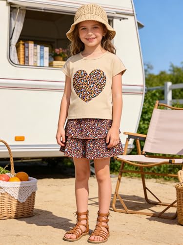 Image of Akyzic Little Girl Skirt Outfit Two Piece Spring Summer Outfit Butterfly Dress Cat Print Skirt Toddler Girl Outfit Set