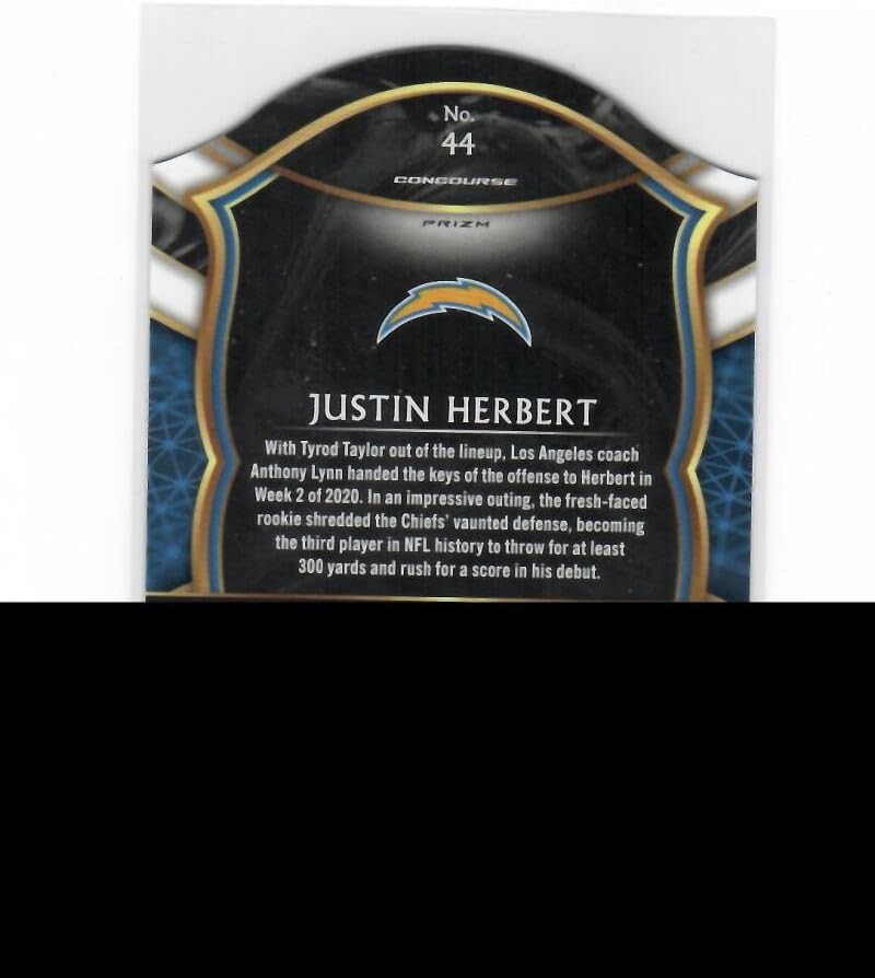 2020 Panini Select Red Prizm Die-Cut #44 Justin Herbert Los Angeles Chargers Concourse NFL Football Card NM-MT