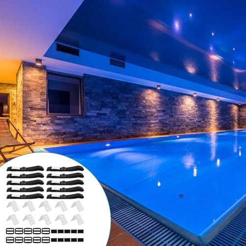 10er Haltebänder, Befestigungsbänder und Klammern, Pool Aufroller Aufrollvorrichtung, Haltebänder für Poolfolie Solarfolie, Haltebänder Poolfolie Solarfolie für universelle Schwimmbecken im Boden