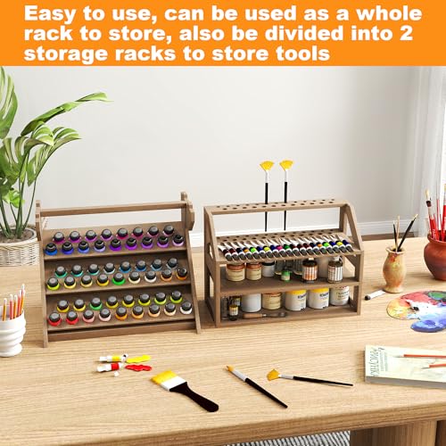 Image of uyoyous Wooden Paint Rack for Model Paints, Paint Rack Stand Painting Holder Organiser, Storage for Miniature Paints Set Art Tools