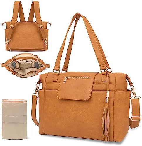 Omanmoli Diaper Bag Tote Leather Diaper Bag Purse Backpack Large Baby Bag