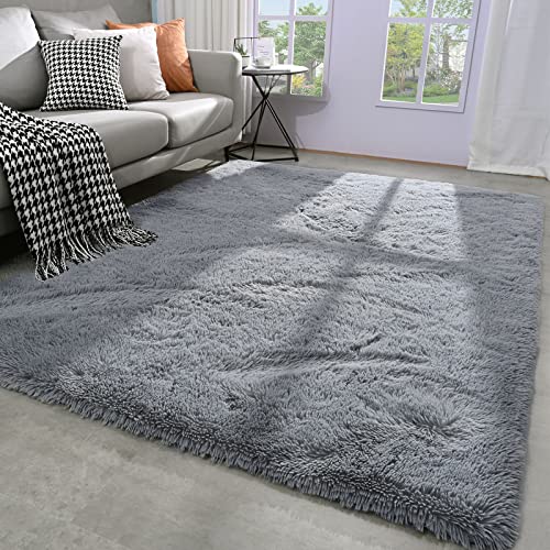 Beraliy Thick Plush Rug For Bedroom Living Room,5X8 Grey Rug,Washable Fluffy Rug For Bedroom,Kids Reading Nook,Boys Teen Dorm,Home Decor,Baby Nursery,Playroom,Wood Floor,Gray Area Rug #TOP5