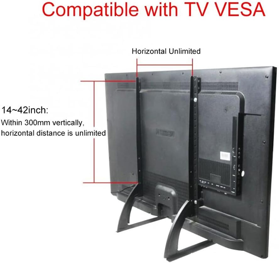 Black Metal Steel Tv Bracket for 14-42inch Flat Led LCD Screen Desktop Table Top Mount Stand Holder Wall Universal