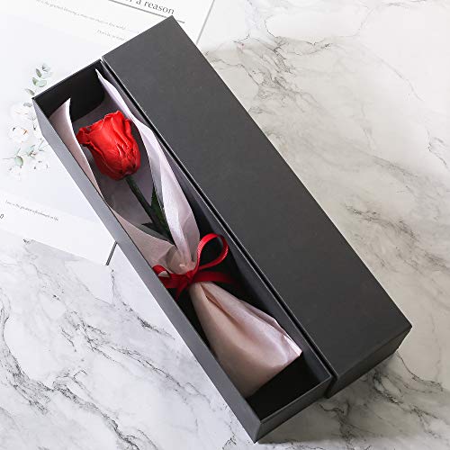 Enchanted Long-Stem Real Preserved Forever Rose Bouquet In Gift Box, Red Rose Single Fresh-Cut Eternity Flower That Lasts Years, Valentine’s Day, Mother’s Day For Her #TOP5