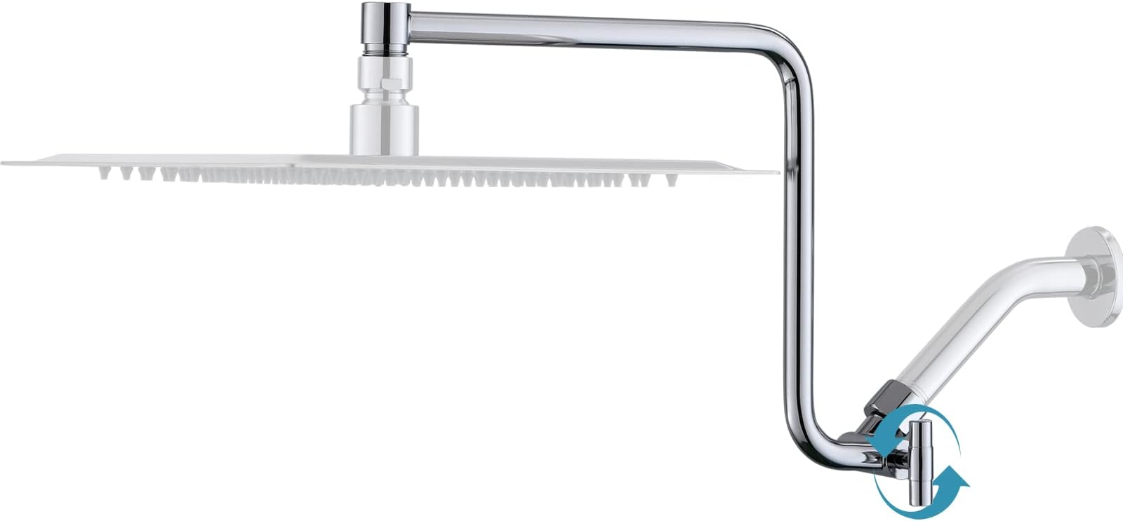 Metal Shower Head Extension Arm, YDmeet 12" Brass Adjustable Extender, Standard 1/2", Raise or Lower Rain and Fixed Shower Head, Adjustment of Height/Angle Extension Arm Attachment, Polished Chrome