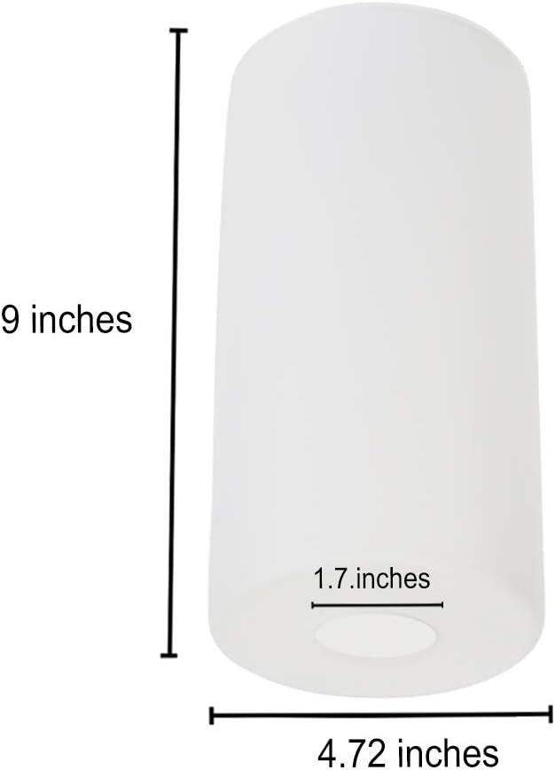 Frosted Cylinder Glass Shade with 1.7" Opening, Pendant Light Cover, Lighting Fixture Replacement