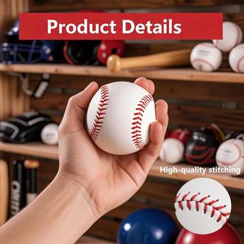 OMYOPY 2 Pack Blank Hard Baseballs Solid Cork Core, 9 Inch Baseball Balls Unmarked Autographs Baseball for League Play, Pitching, Hitting, Batting, Fielding, Autograph, Gifts - Thumbnail 3