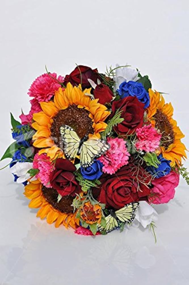 Amazon | カラフルひまわり、ローズandカーネーションブライダル