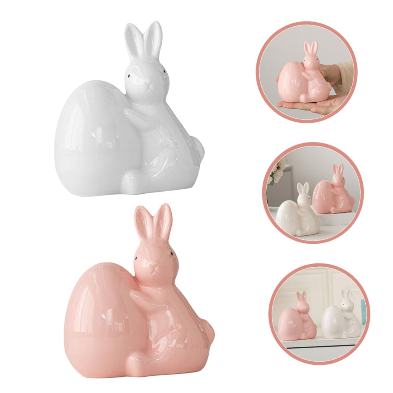 ABOOFAN 2 Pezzi Di Portaconigli Pasquali in Ceramica Fatti A Mano Ornamenti Decorativi Per Il Soggiorno Statuette Di Animali Non Verniciate Decorazioni Pasquali