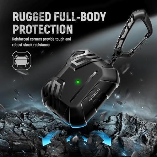 MOBOSI for AirPods Pro 2 Case Cover with Cleaner Kit & Keychain, Compatible with MagSafe, Compatible with Airpod Pro Case 2nd/1st Gen Shockproof Protective Hard Shell for Men(2023/2022/2019), Black - Image 5