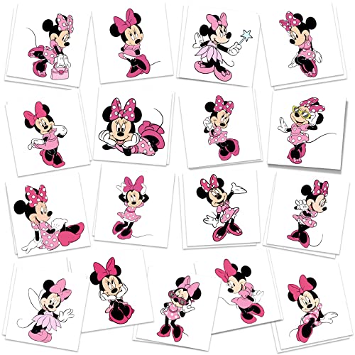 Minnie Mouse Birthday Party Supplies, 34Pcs Temporary Tattoo