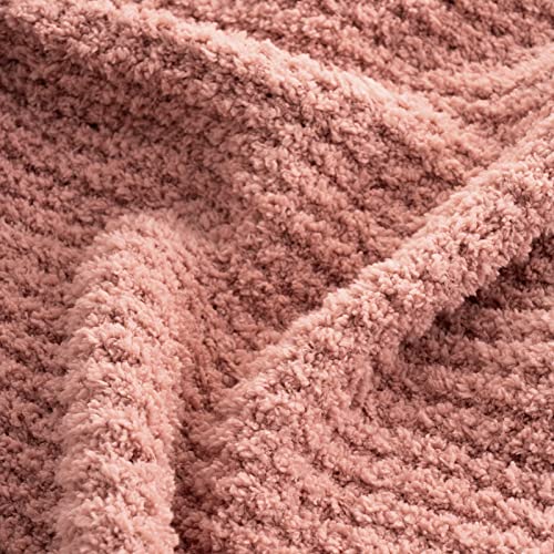 Recyco Super Soft Throw Blanket For Couch, Warm Cozy Knit Blanket Lightweight Fluffy Throw Blankets For Bed Chair Sofa Living Room, Coral Pink, 50X60 Inches, Laundry Bag Included #TOP2