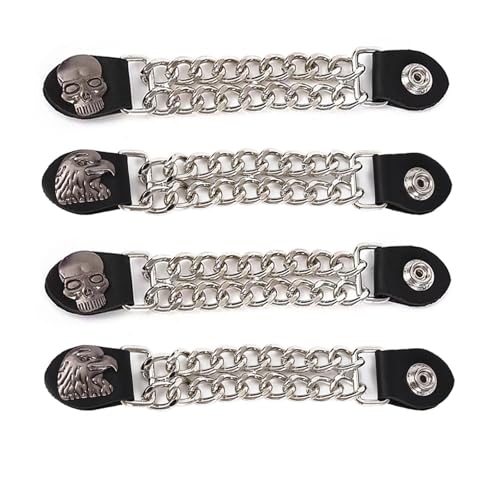 Vksjin Motorcycle Vest Extenders for men 4Pcs Distinct Style Skull & Eagle