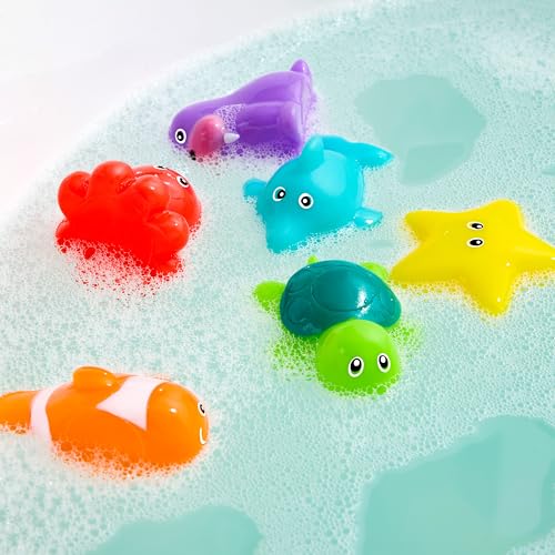 JOYIN 6 Stück Meerestier-Badespielzeug – versiegelte, Schimmelfreie Badewannenspielzeuge Ab 1 Jahr, Ungiftige, Weiche Wasserfahrzeuge für Jungen und Mädchen, Schwimmend & ideal für Bad und Pool
