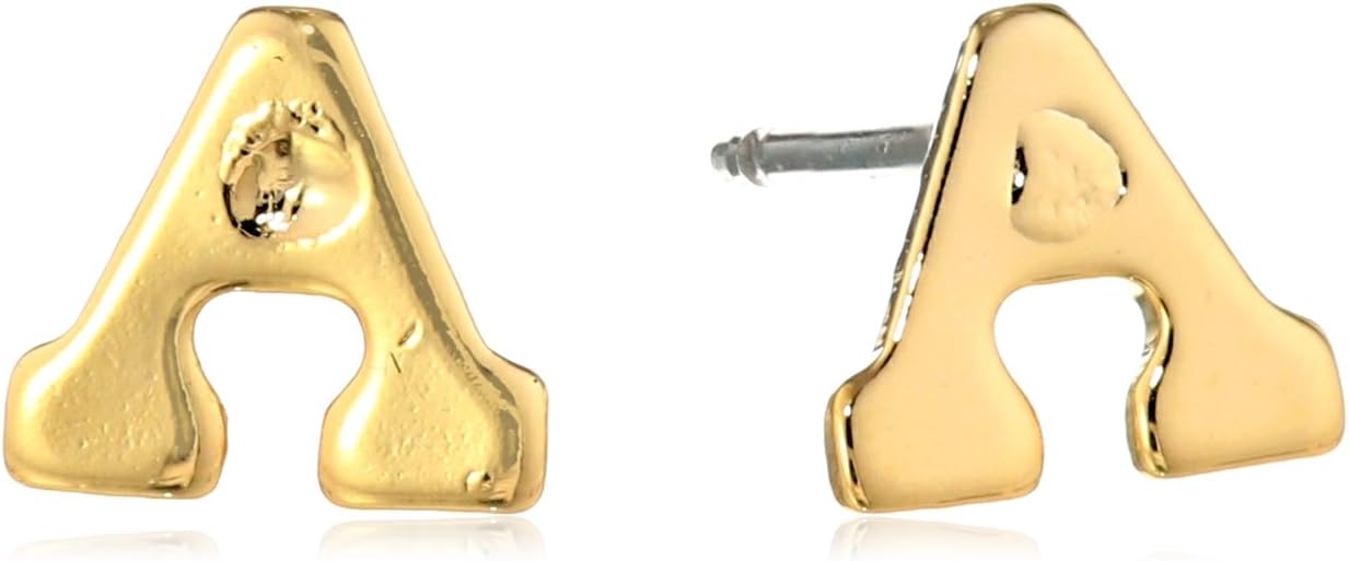 1928 Jewelry 14k Gold-Dipped Initial Button Stud Earrings