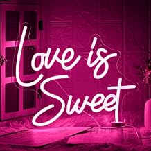 Love is Sweet Neon Sign Pink LED Neon Light Sign for Dessert Table Dimmable Neon Light for Wedding Decor Bridal Shower Engagement Bachelorette Party Decorations Valentines Day Gift