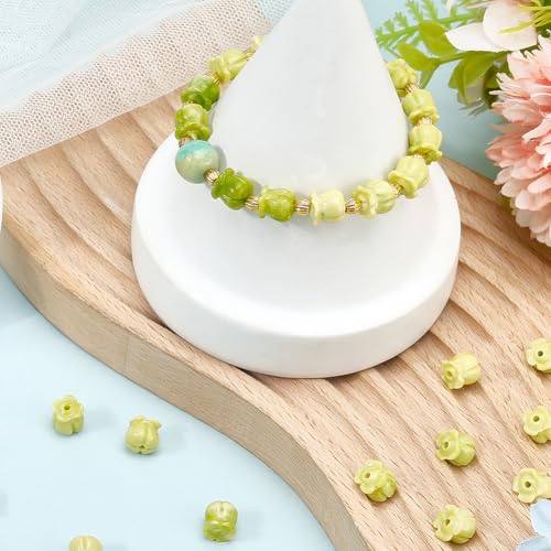Perles tulipes 3D en corail synthétique bicolore pour création de bijoux DIY x100 - 8