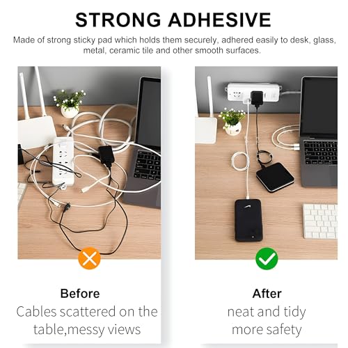 40 piezas JacobsParts Clips Adhesivos Transparentes para Organizar Cables al 0.26" de Diámetro miniatura 5
