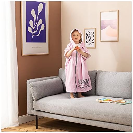 HOMELEVEL badstof strandjurk voor meisjes - Badponcho voor kinderen - Met capuchon en ritssluiting - Strandponcho van… - Image 6
