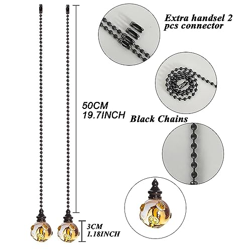 Image of Crystal Ceiling Fan Pull Chains Hanging Amber Point Pendants Prism Pack of 2