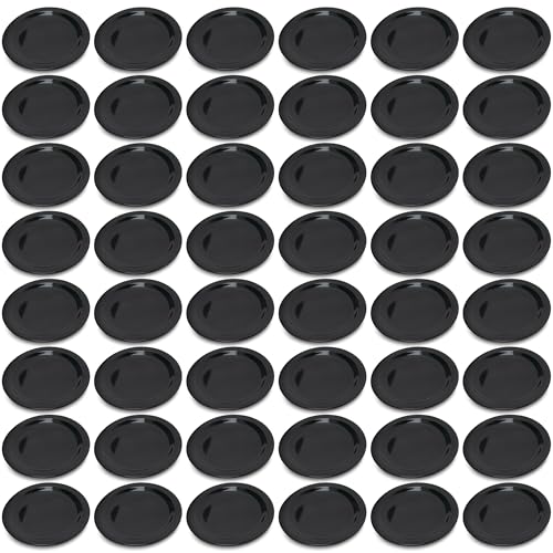 Carlisle FoodService Products Dallas Ware Reusable Plastic Plate Salad Plate with Rim for Buffets, Home, and Restaurants, Melamine, 7.25 Inches, Black, (Pack of 48)