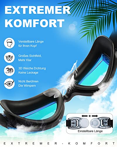 Zerhunt Swimming Goggles for Men Women Children Diving Goggles Adult Anti-Fog and UV Protection Water Sports Swimming Goggles Gifts for Men Women Girls Boys 10+ - Image 4