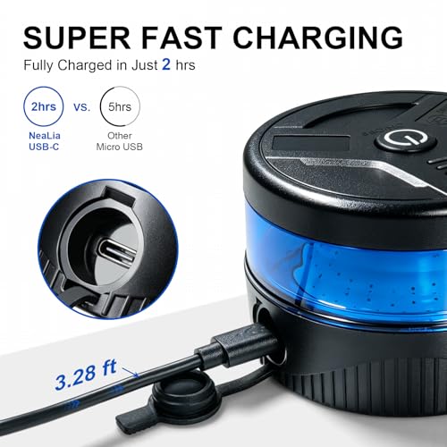 Image of NeaLia Magnetic Wireless Beacon Light, USB-C Strobe Light, Blue