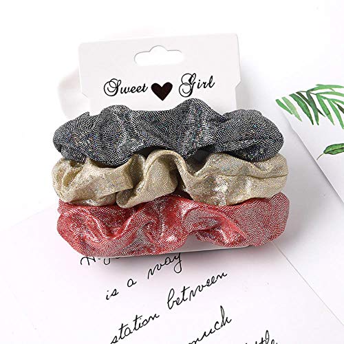N/R Vintage 3Pcs Hair Scrunchies Velvet Scrunchie Set Bandas elásticas de satén para el Cabello Moda Diadema Cola de Caballo Lazos Cuerda Accesorios para el Cabello, ShanFen