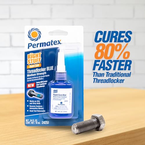 Image of Permatex The Right Stuff Rapid Cure Blue Threadlocker 24251, Works on Oily & Dirty Fasteners, Automotive, Industrial & Hardware Use, Sets in 15m Cures in 4h, 10 ml
