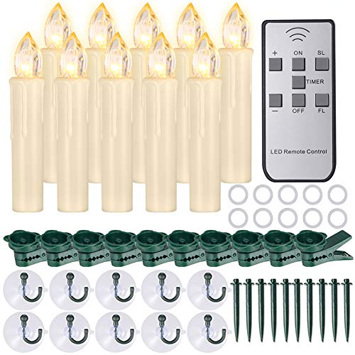 PChero Christmas Window Candles, 10pcs Large Size Battery Operated LED Flameless Taper Tea