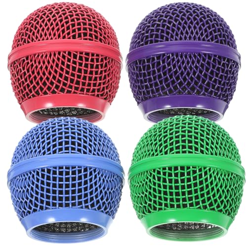 Alasum 4pcs Steel Mesh Microphone Grill Head Microphone Grille Replacement Head for DIY Parts Accessory Mic Grille Replacement with Rubber Ring for Grill Head Parts Accessory, 2S32S20ANCIET115A