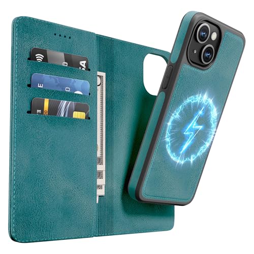 Étui à rabat iPhone 14 bleu vert pour simplifier vos déplacements quotidiens