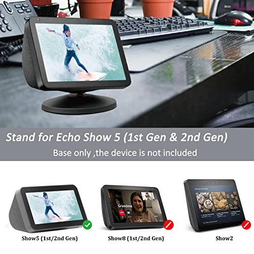 Miimall Compatible with Echo Show 5 (2nd Gen/ 1st Gen) Stand, Swivel & Tilt, Rotatable Adjustable Stand, Anti-Slip Smart Speaker Base Mount Accessories for Echo Show 5 2nd Gen-Black