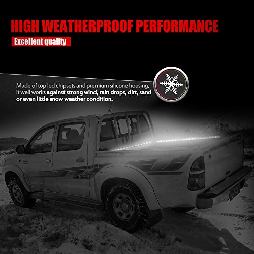 3Pcs 60 inch LED Truck Bed Strip Lights - MNJ Motor White Waterproof LED Light Strip with On-Off Switch Fuse Splitter Cable for Truck Jeep Pickup RV SUV Vans Cargo Boats and More
