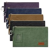 LUCKIPLUS 5 Pack Canvas Tool Pouches Small Tool Bags with Zipper & Carabiner Clip Heavy Duty Zippere