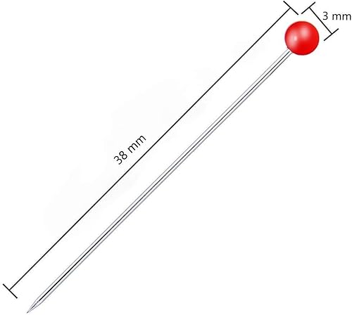 Miniatura 3 de EuTengHao 500 alfileres de costura, alfileres de cabeza de bola de vidrio multicolor de 1.5 pulgadas, alfileres de acolchado rectos, alfiler de