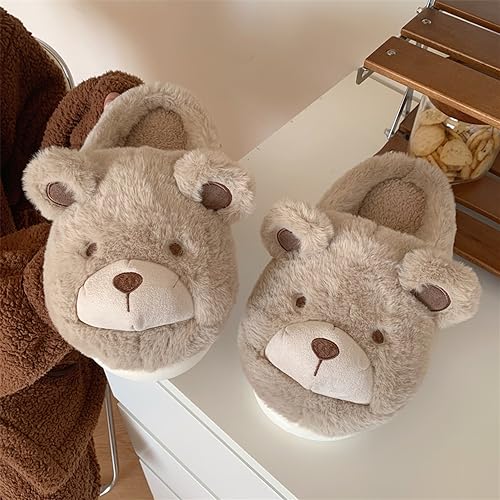 CEINOM Cute Cartoon Bear Fuzzy Slippers for Women Kawaii Warm House Slippers Memory foam Slippers Bedroom Shoes Indoor Outdoor3