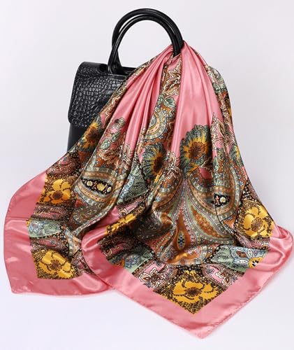 Image of Scarf for Women Stylish, Bandanas for Women Exquisite and Beautiful Head Scarf Silk Scarf Comfy Silk-Feel Beach Headwraps Pillow Cover Gift for Pretty Casual Outings Date Night