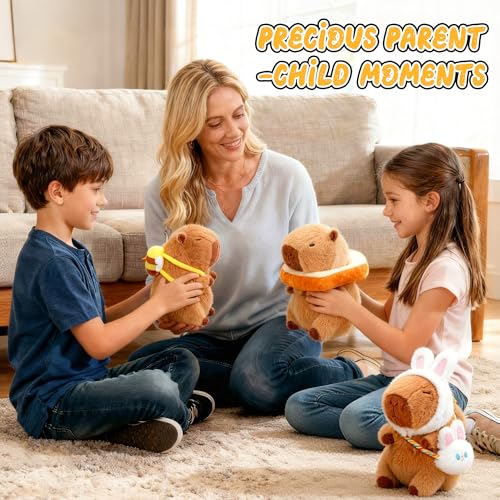 Image of Capybara Plush with Clothes & Accessories,Christmas Stuffed Animals, 10.2 in Cute Capybara Stuffed Animal Plush Toys,Birthday Gifts&Dress Up Cute Plushies for Boys /Girls (Bee)