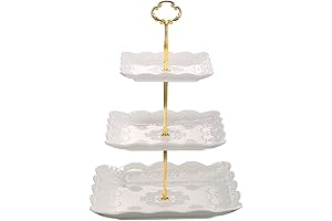 Sumerflos: 3-Tiered Porcelain Cupcake Stand for Elevated Dessert Presentations