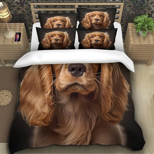 Linge de lit durable imprimé 3D Cocker Spaniel en microfibre douce 220x240 - 5