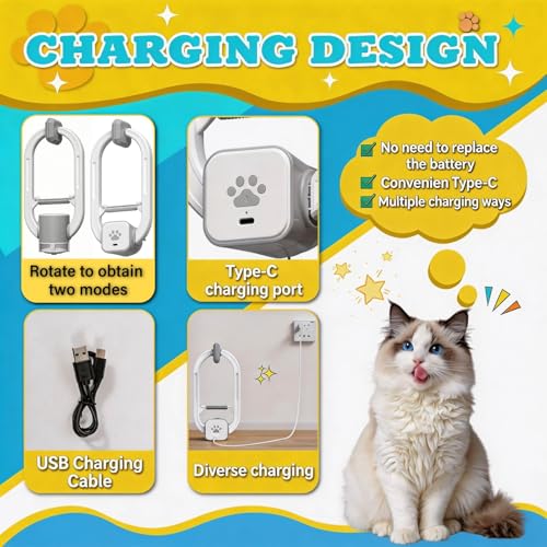 Image of Interactive Cat Toy, Rechargeable Electric Cat Teaser, Hanging Door cat Toy, 2 Motion Modes (360 Spin & Irregular Jumping), Smart Auto Cat Toy for Exercise & Fun, Grey