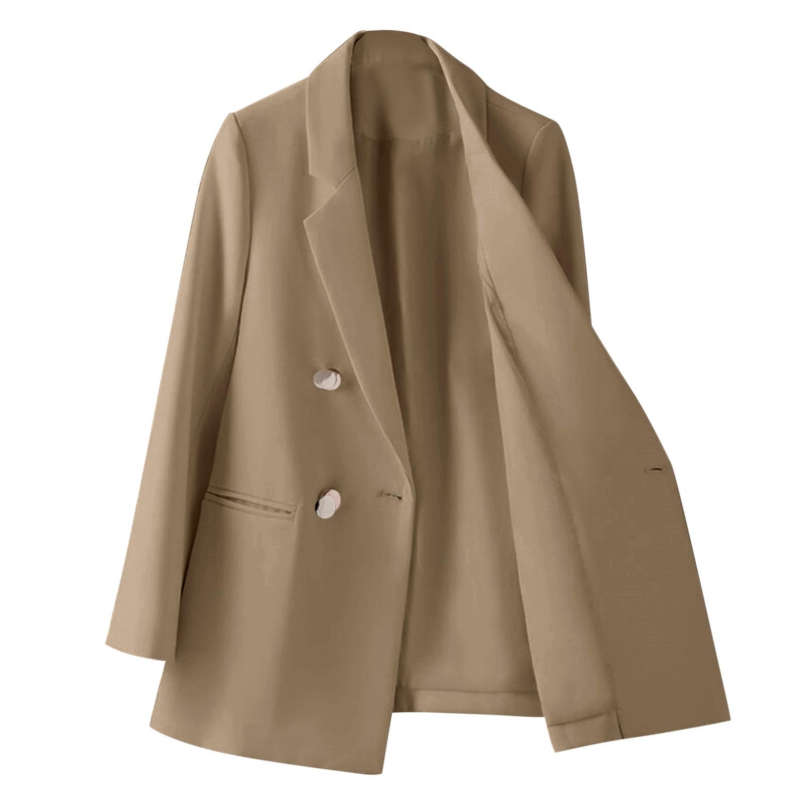 Blazer - Chaqueta de traje, elegante, con frente abierto, para trabajo, oficina, entretiempo, negocios, cuello de solapa, chaqueta larga, chaqueta cómoda, chaqueta para el tiempo libre, monocolor