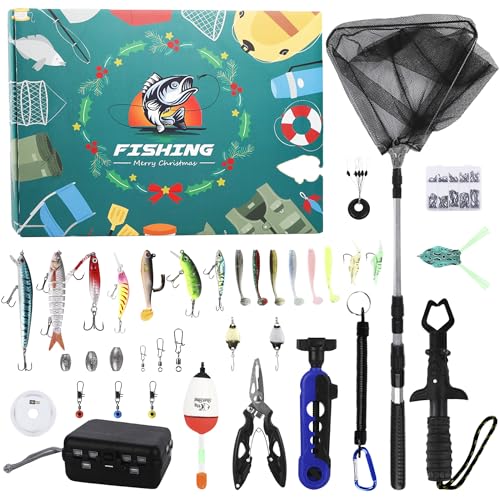 Fishing Advent Calendar 2025, Fishing Lure and Accessories Advent Calendar for Christmas Countdown, Fishing Tackle Set for Men, Christmas Fishing Gifts for Boy Kids Teen