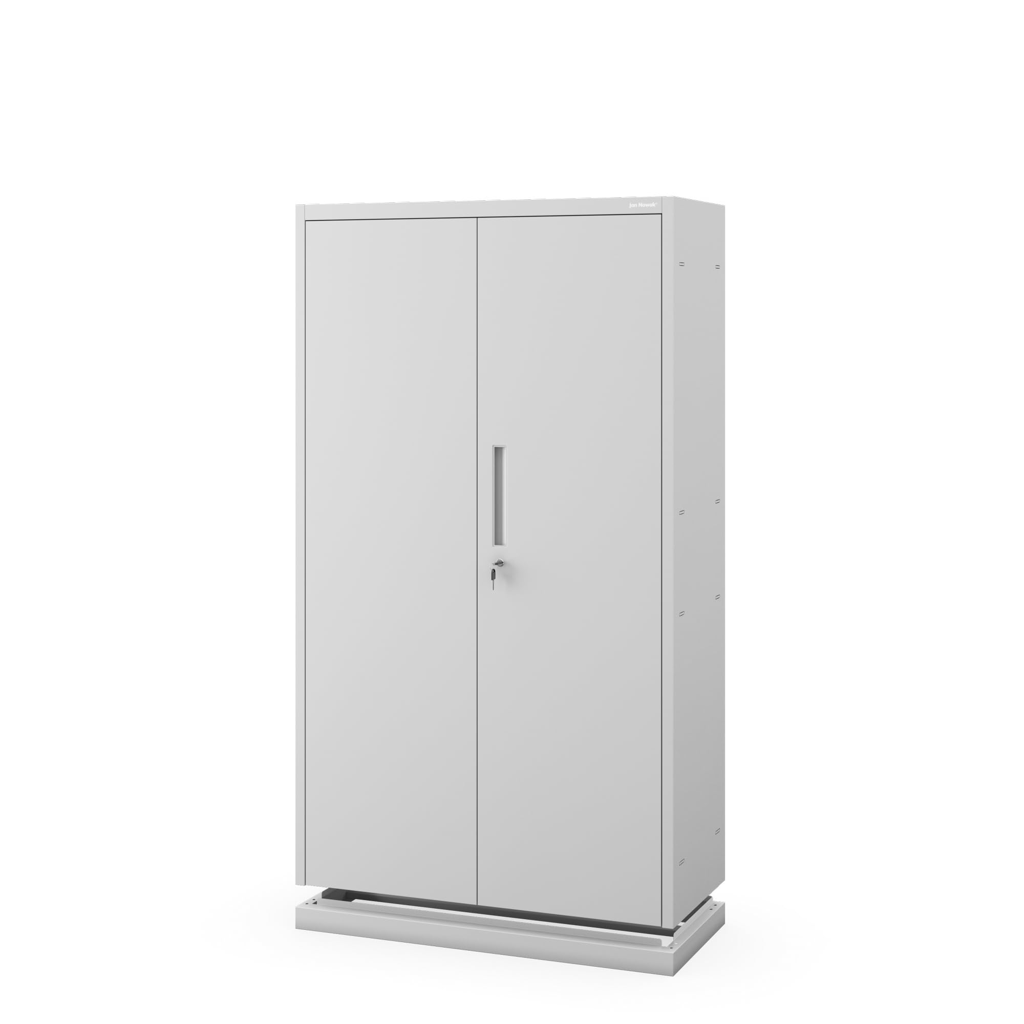 Jan Nowak Aktenschrank Metall abschließbar Büroschrank mit Sockel, verstellbaren Einlegeböden und Stahlkorpus für Büro, Archiv und Werkstatt 160x90x40 cm Grau