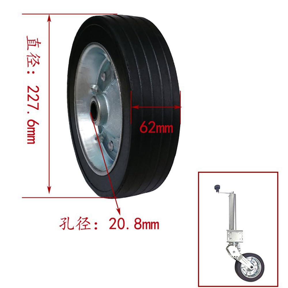 HEYOUTH Ruotino d'appoggio Rimorchio,Ruotino di Scorta,per Rimorchio, Ruota di Trailer,Cerchione in Acciaio zincato,228x60mm